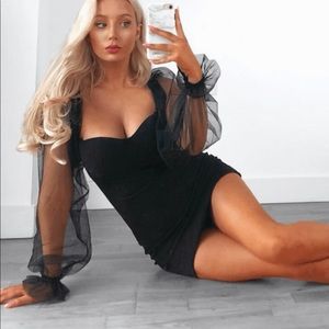 Bodycon  sheer sleeve mini dress